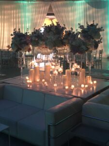 Swan House Ball table setting with candles