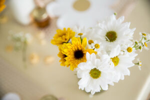 daisies, black-eyed susans, honey bee party